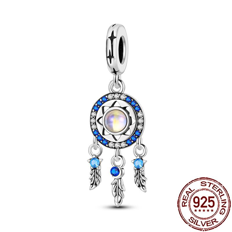 Charms Copper Lucky Horseshoe Clover Dreamcatcher Feather Dangle Beads Fit Bracelet Necklace Women Diy Jewelry