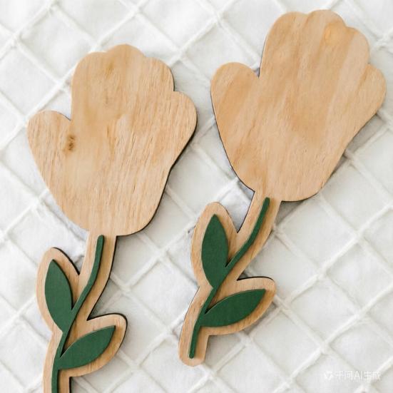 DIY Mother's Day Handprint Art Wooden Handprints Rose Flower Bouquet Gifts for Mom Grandma Mothers Day Keepsake Craft from Kids