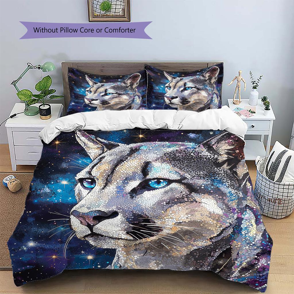 Cougar Pattern Bedding Home Decoration Birthday Gift (1 * duvet cover + 2 * pillowcase, without core)