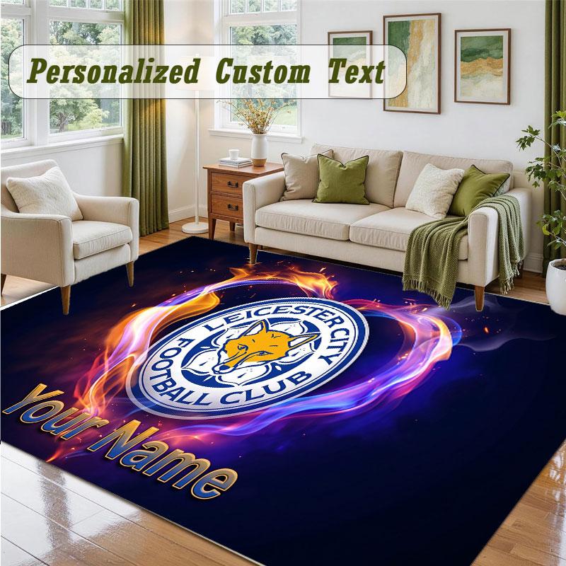 Crystal Velvet Square Rug Custom NameLeicester City Pattern Non Slip Home Floor Decor Rug
