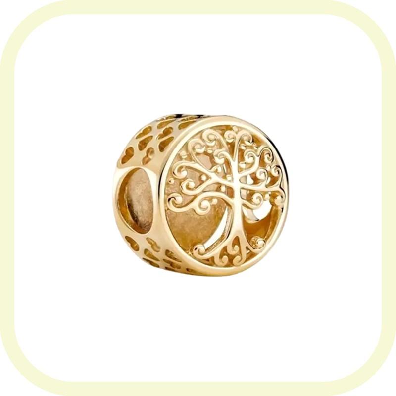New Golden Flowers Collection Charm Bead Lucky Shamrock Rose in Bloom Daisy Flower Safety Chain Compatible With Authentic Bracelets Do It Yourself Jew