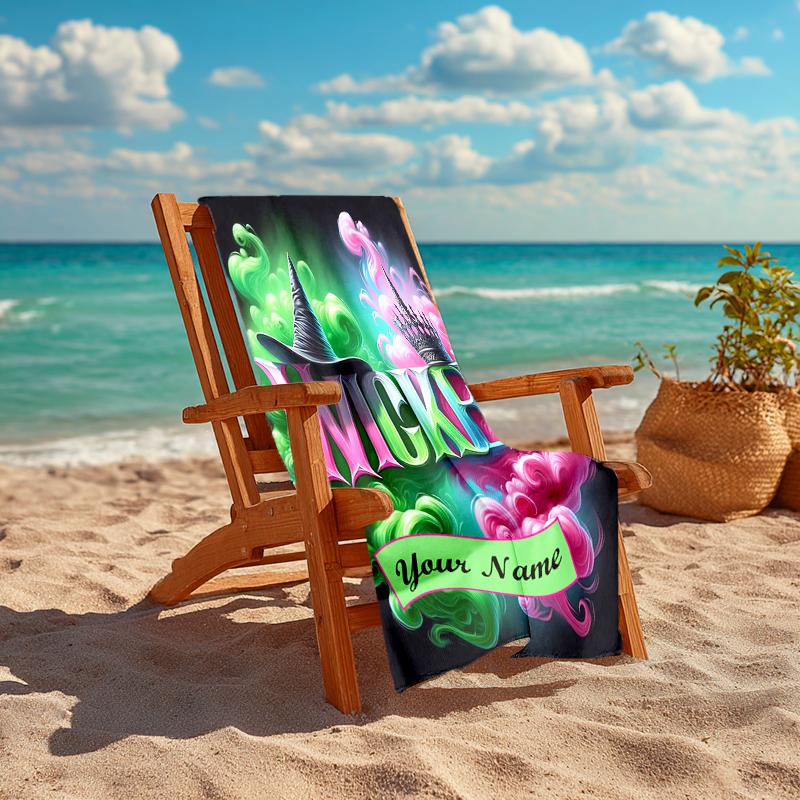 1PC Custom Name Fantasy Adventure Beach Towel Highly Absorbent And Sand-Resistant Towel for Swimming, Pool, Yoga, And Travel Lightweight