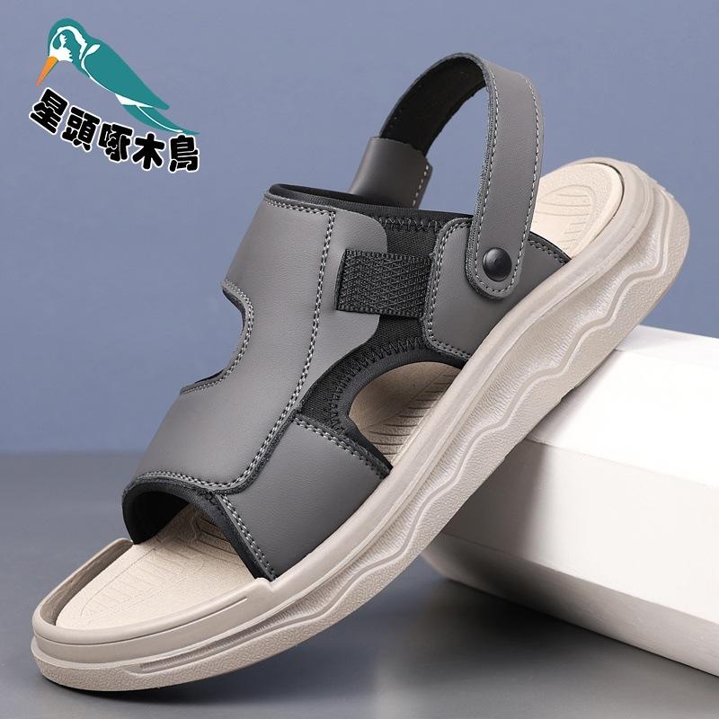 2025 new outer wear driving dual-purpose men's sandals latex pad soft-soled beach shoes sandals men