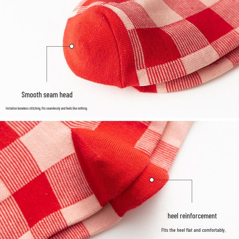 Benmingnian Women's Red Mid-Calf Socks - Year of the Snake Zodiac Festive Autumn/Winter Trend