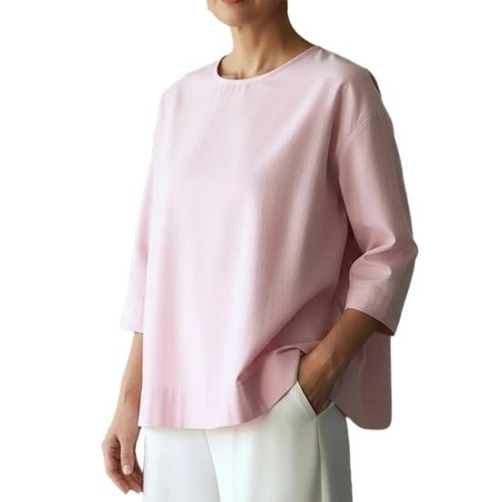 

Women Tops Loose Fit Back Slit Design Summer Blouse Round Neck 3/4 Sleeve Work Party Office Casual Tops Daily Wear XXXL светло-розовый