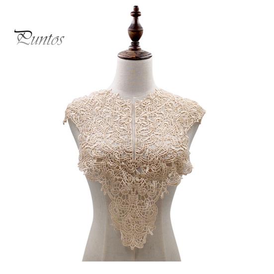 Spetsar Fake Collar Brodered Corsage Hollow Design Stora Blommor Avtagbar Fram/Back Krage Spets Applikation Kvinnlig Charm för syaffär