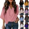 Zomer dames nieuw chiffon los v-hals casual effen kleur top T-shirt
