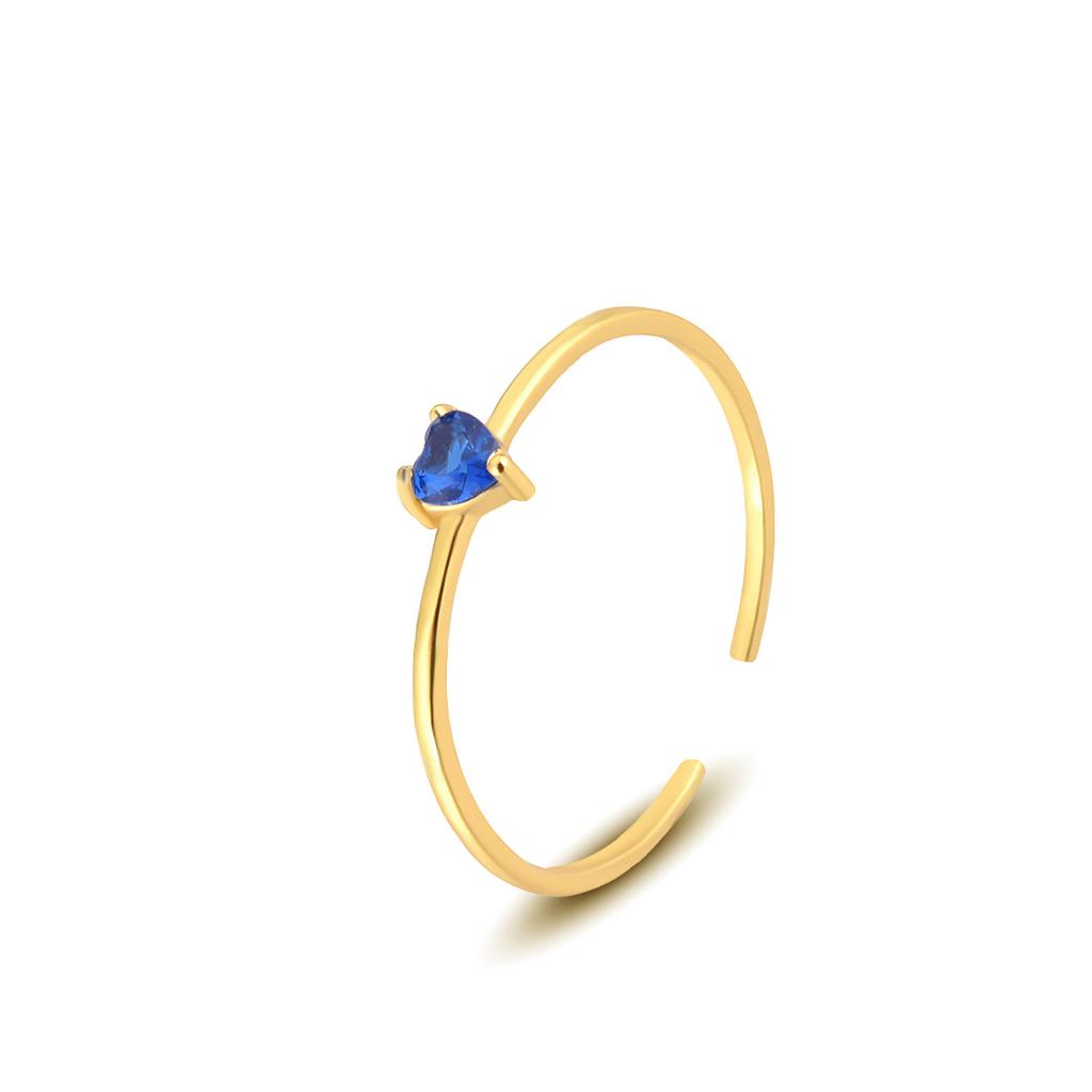 Damila Jewelry  Minimalist Adjustable Open 925 Silver 18K Gold Plated Cubic Zirconia Birthstone Rings for Women