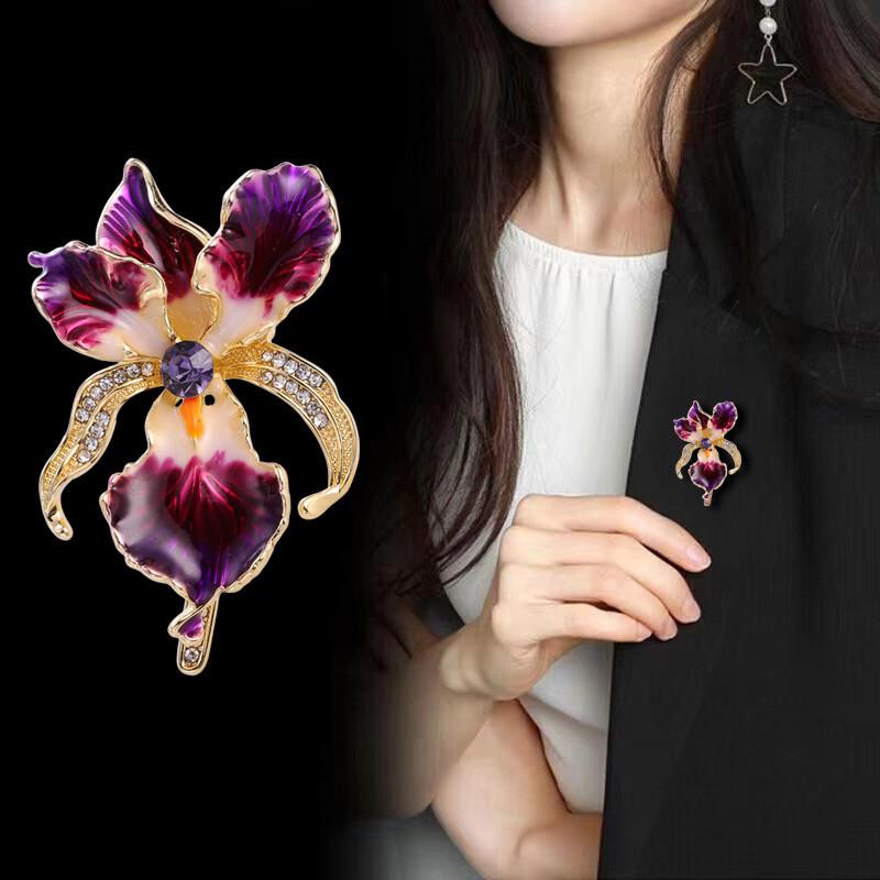 Elegant Iris Flower Brooch Pin With Alloy Finish For Women And Men