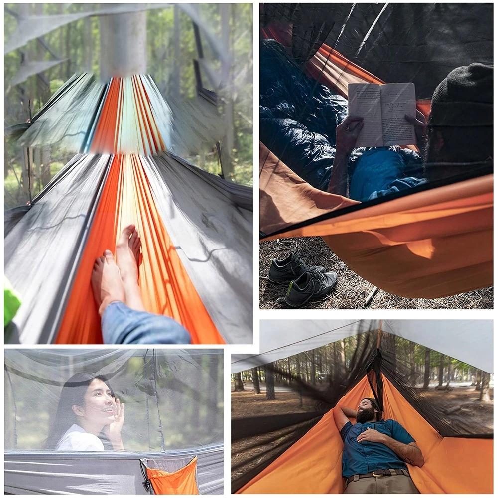 Hamaca de Camping 250Kg Jardín Con Mosquitera Doble 260X140Cm Resistente