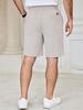 Men's Solid-color Suit Shorts with Leather Label Drawstring Casual Multi-pocket Capre Shorts