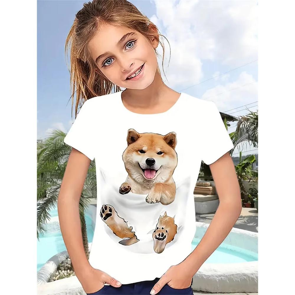 Cute Dog 3D Print Girls Clothes Cartoon Animal Trendy Children Clothing Casual Dog Lover Top