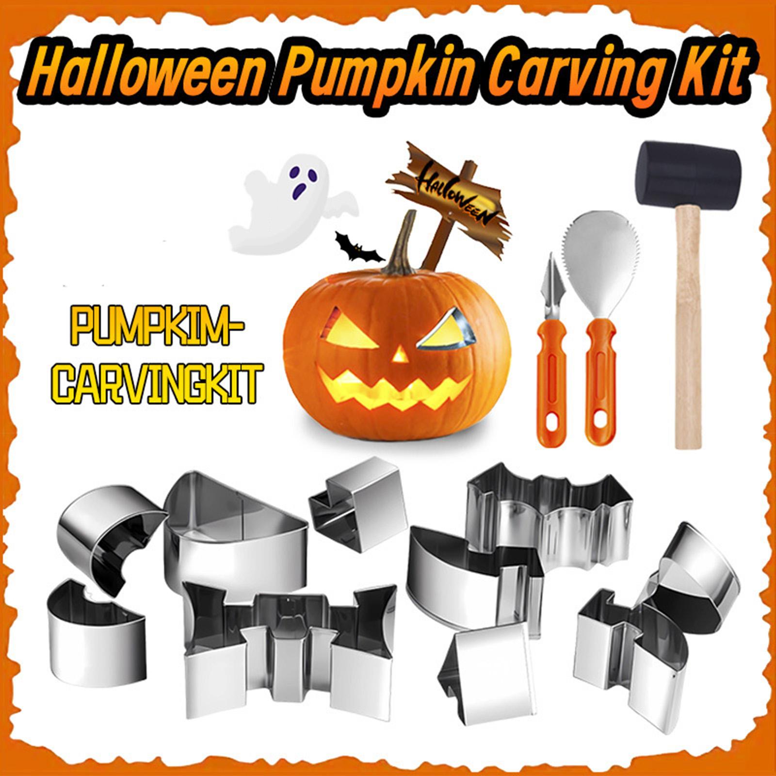 Pumpkin Carving Tool Set Stainless Steel Cutters with Rubber Mallet and Carving Knives for Halloween Pumpkin Decoration Carving Kit One Size