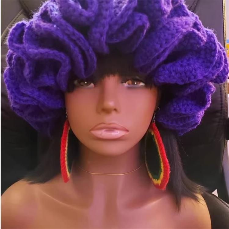 Handmade Knit Bucket Hat for Woman Weaving Ruffled Brim Bucket Hat Adult Teens Winter Cycling Fisherman Hat