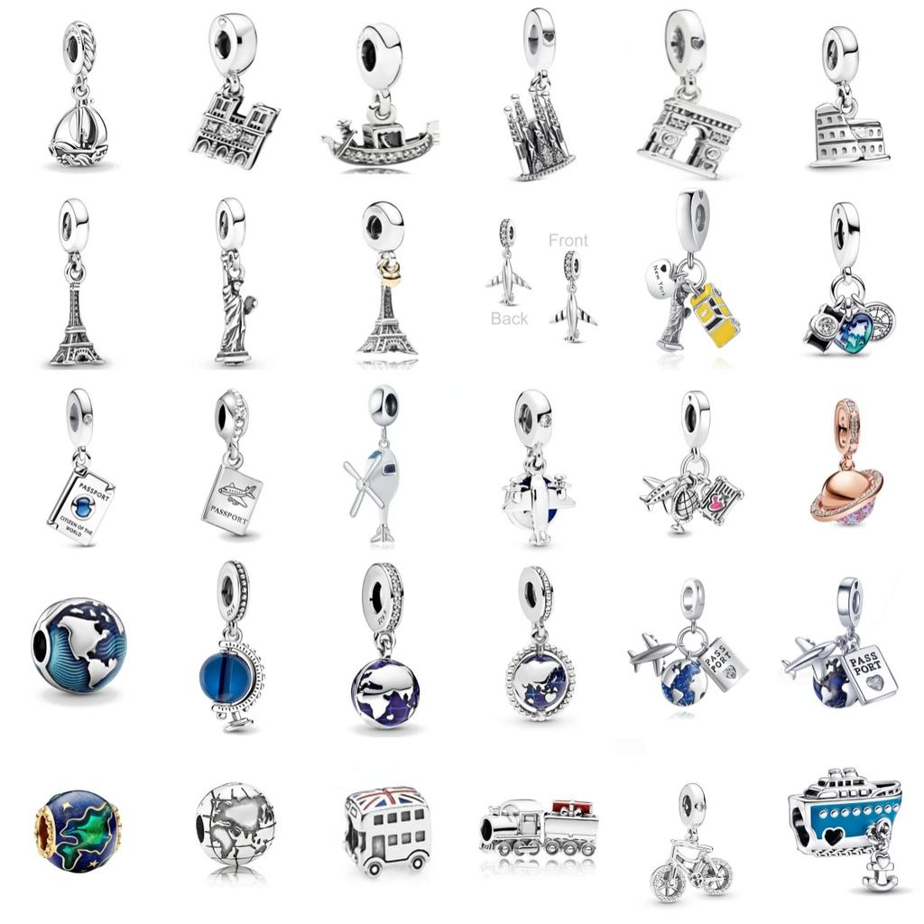 Copper Travel Airplane Passport Charms Beads Pendants Fit Original Bracelet Diy Beads For Women Jewelry Gift