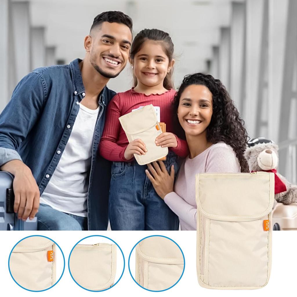 Waterproof Mobile Phone Bag Travel Neck Wallet Neck Travel Document Pouch Anti-Theft Passport Organizer for Women Men Daily