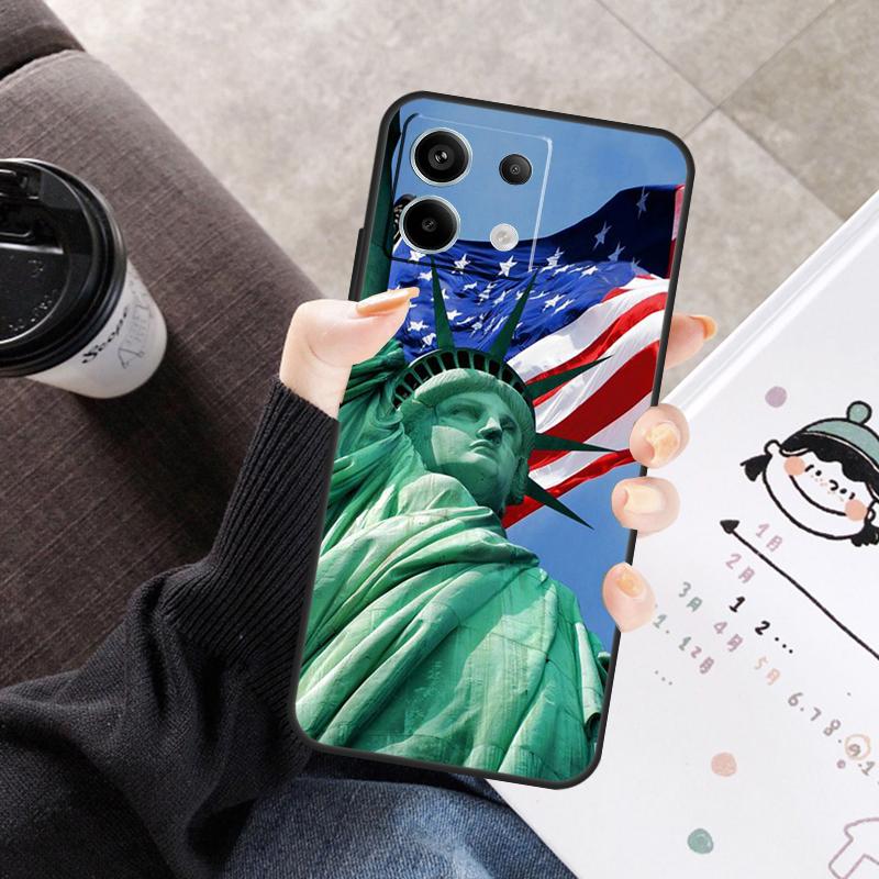 

America Flag Statue of Liberty Cover For Xiaomi Redmi Note 14 13 10 11 12 15 Pro Plus Case For Redmi 15C 13C 12C 10C 14C 15 Redmi 10