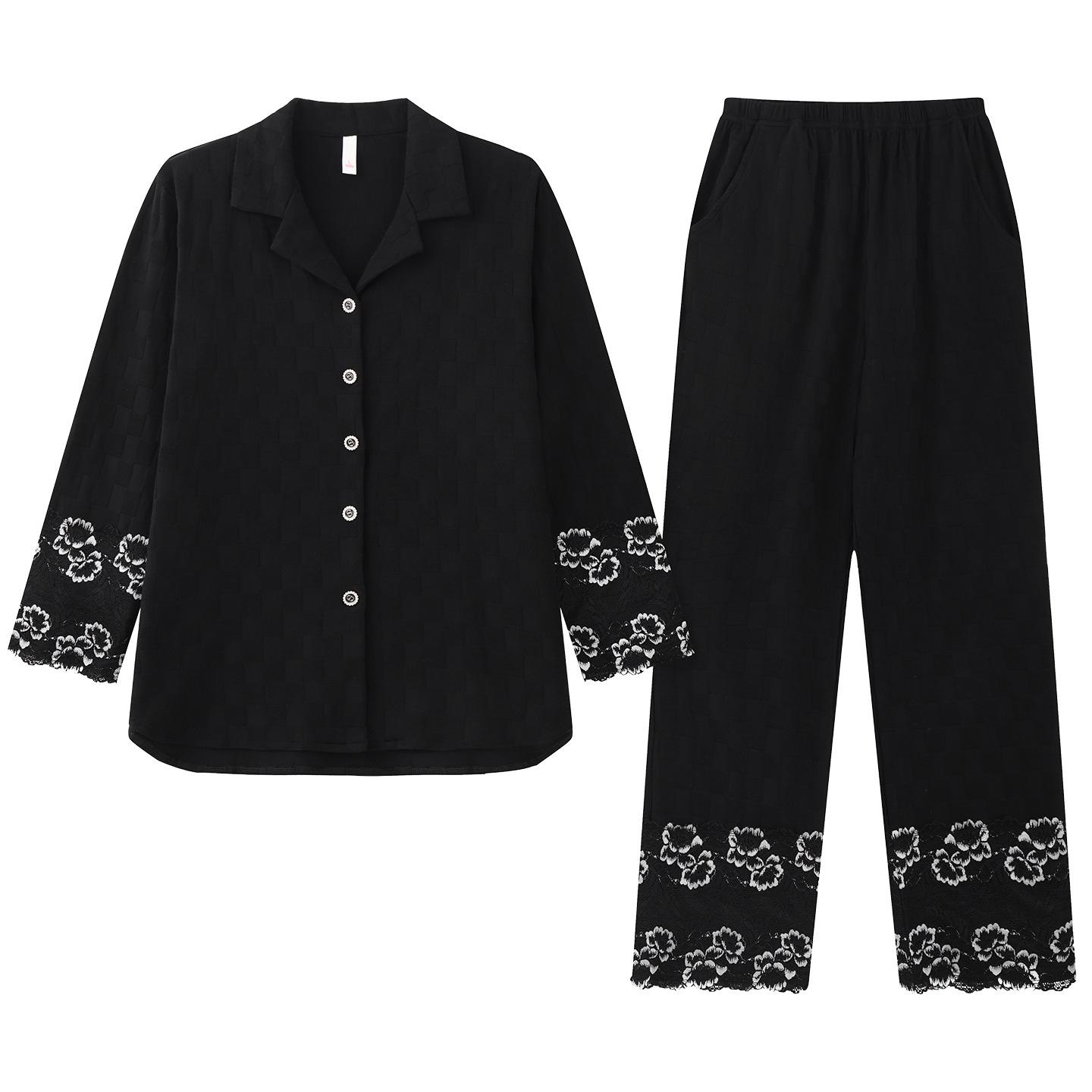 

Women s High-End Lycra Cotton Pajama Set for Spring and Autumn - Long Sleeve Top & Pants 2025 Style L