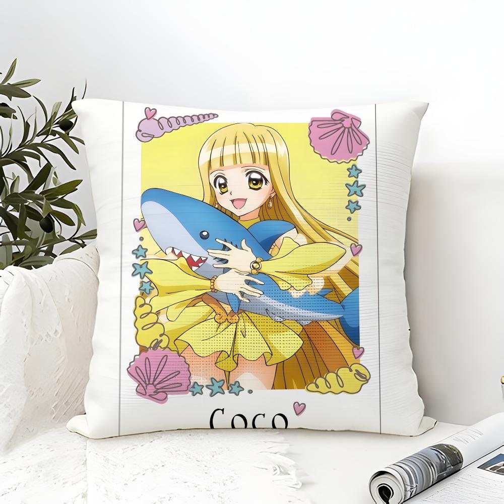 Comic Anime M-Mermaid Melody Pichi Pichi 2 Pillow Case Cotton Linen Fabric Square Zipper Pillowcase Home Decorative Living Room