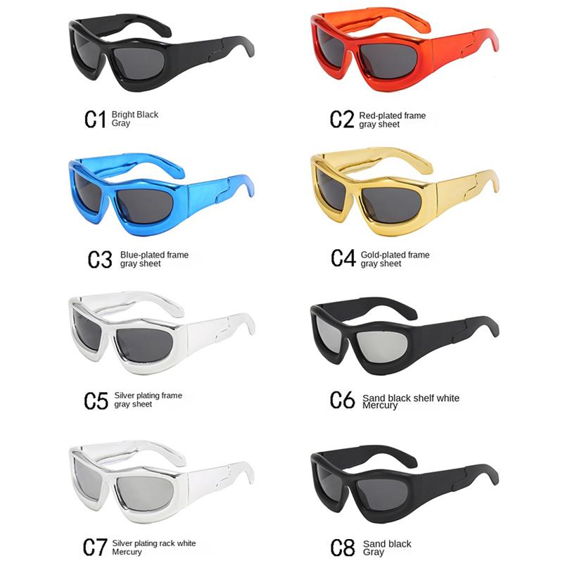 2PACK Trendy Men Cycling Climbing Glasses UV400 Protection High-end Silver Sunglasses Fashionable Square Frame