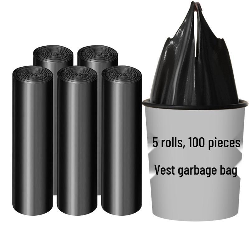 Large Black Disposable Kitchen Garbage Bags, Double-Sided, 2.6 Mil Thickness