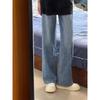 Black Narrow Jeans Women's Autumn and Winter Velvet Loose and Thin Pear-shaped Body Wide-leg Straight Pants