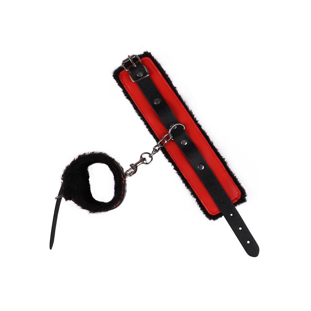 Erotic Bdsm Set Sexy Leather Plush Sex Bondage Kit of Handcuffs Feather Blindfold Flirt Exotic Accessories for Couples Sex