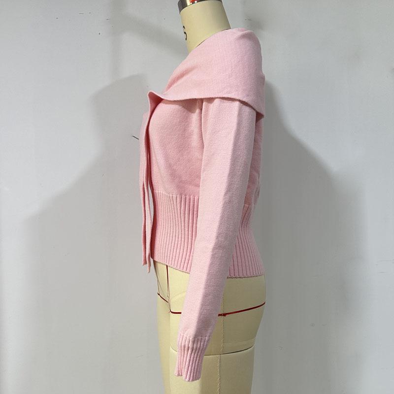 Women's Autumn/Winter Cross-Border Bow Collar Knit Sweater Pullover