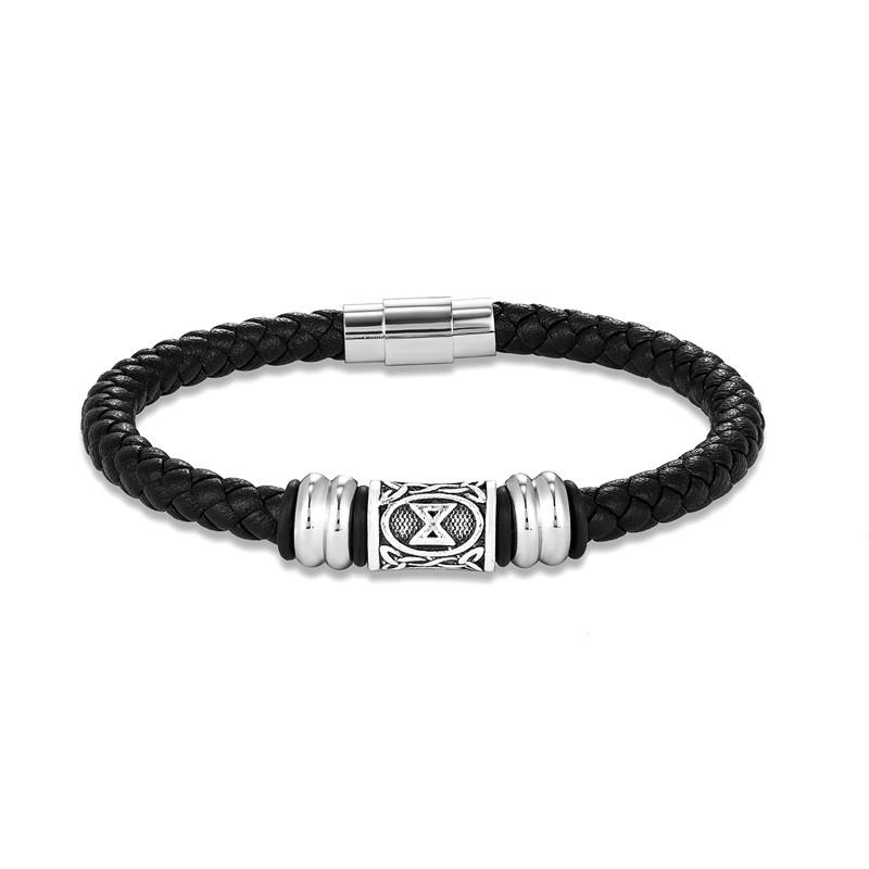 Personalized Norse Viking Runes Amulet Bracelet Leather Wristband With Futhark Rune Bead In Your Choice Viking Jewelry