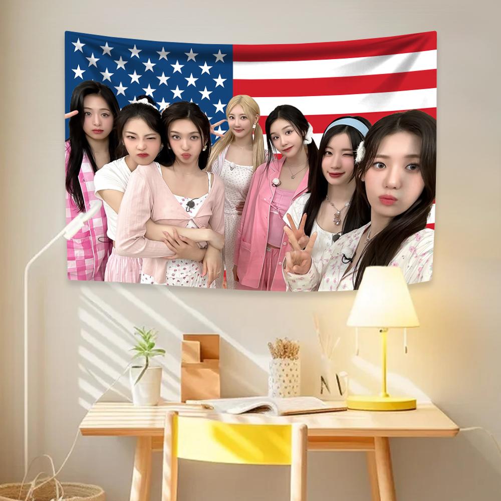 Kpop Girl Group Tapestry B-BABYMONSTERS American Flag Home Decor Wall Hanging Bedroom Dorm Background Fans Gift Concert Banner