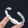 Natural Fossil Coral Gemstone Bangle Adjustable 925 Sterling Silver Jewelry