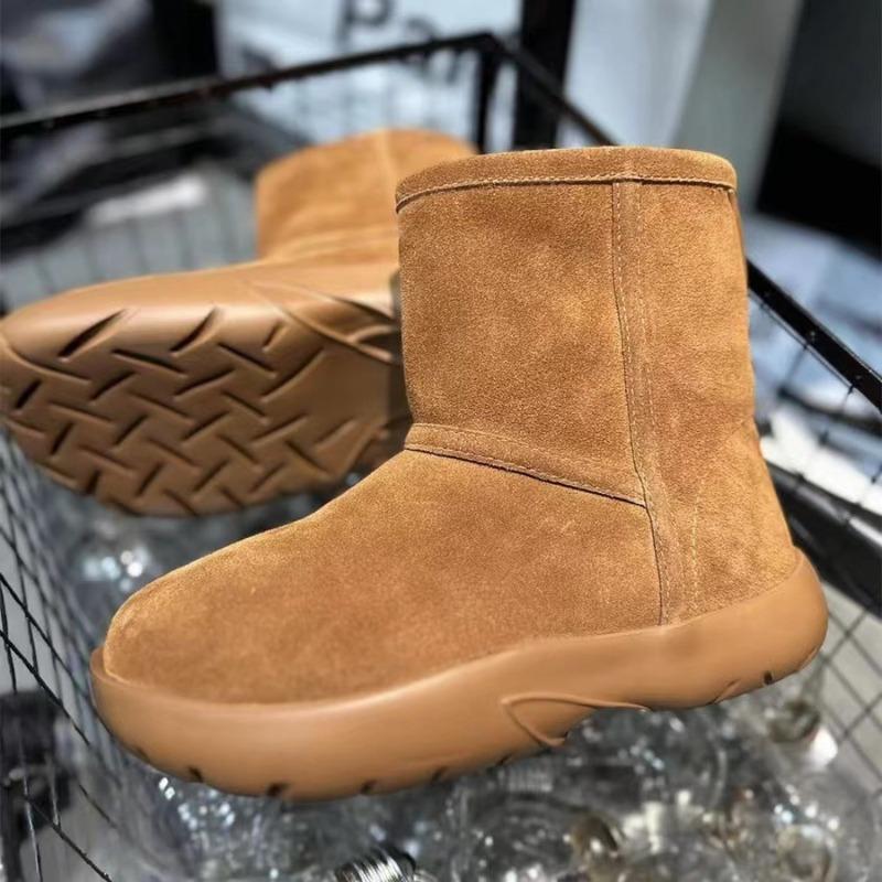 Fur integrated snow boots new women's winter velvet thickened large cotton shoes one pedal thick-soled snow cotton