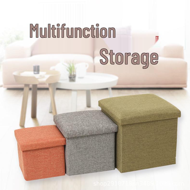 Quadratischer faltbarer Hocker: 25/30/38 Stoff-Aufbewahrungsbox, Sofahocker, Hocker, Spielzeug-Organizer