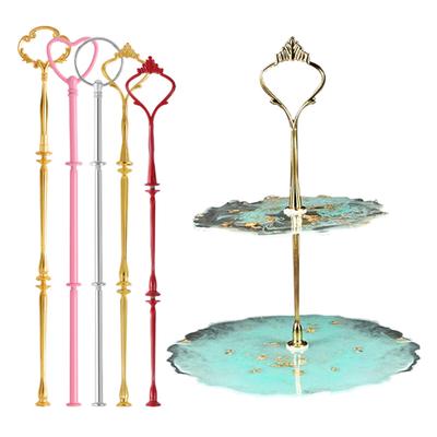 6 Sets Cake Stand Rods 3-Layer Metal Holder Heart-Shaped Design DIY Epoxy Art Wedding Fruit Tray Snack Plate for Desserts Cheese Chocolate