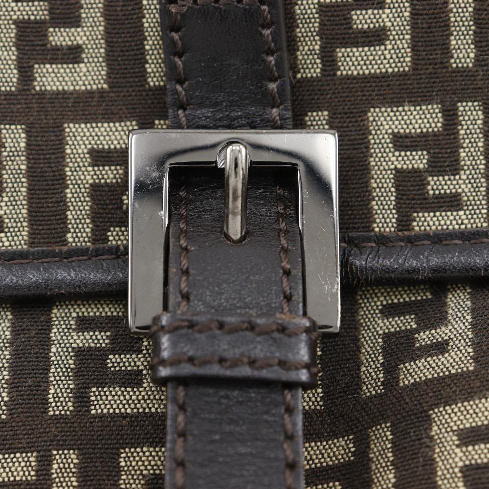 FENDI Zucchino Shoulder Bag Brown Nylon canvas Women Used