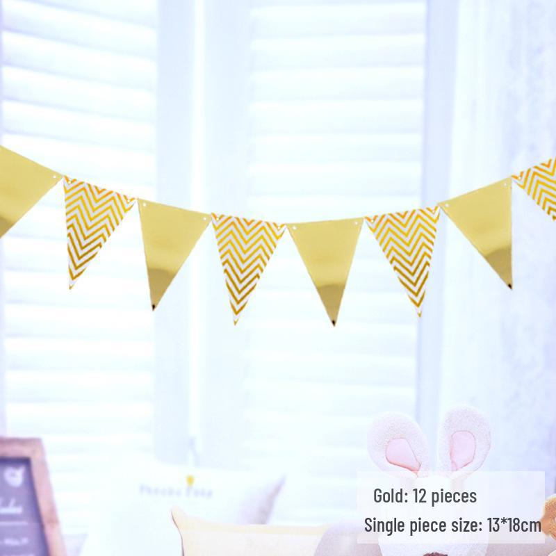 Online Celebrity Hot Stamping Triangle Flag Banner for Party Decoration
