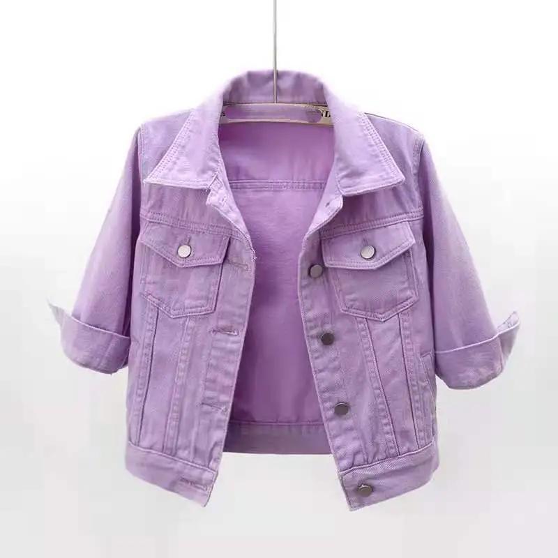 Spring and Summer All-match Three-quarter Sleeve Denim Jacket Women's Short Outer Wear Thin Korean Jacket Student Top