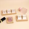 Bamboo Wood Earrings Display Stand DIY Velvet PU Leather Jewelry Storage Tray for Window Counter Props Show