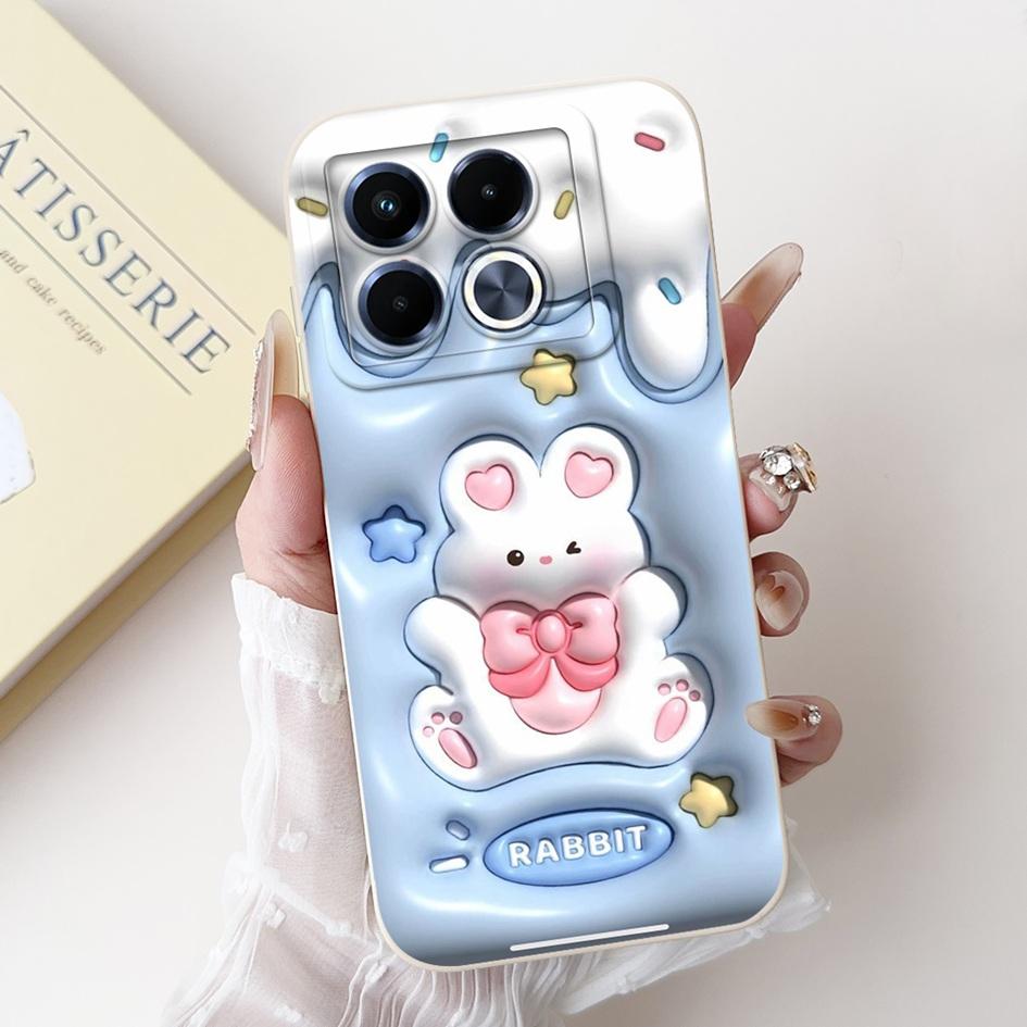 For Infinix Note 40 5G Case Cartoon Rabbit Flower Anti Slip Bumper Soft Silicone Cover For Infinix Note40 X6852 X6851 Phone Case