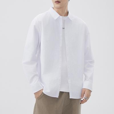 Japanese Retro Spring Simple Solid Color Men's Shirt Pure Cotton Shirt American Workwear