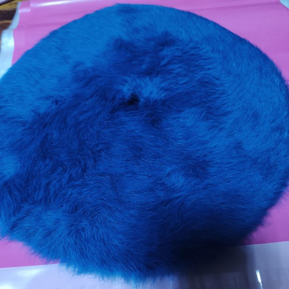 

Пушистый Длинный Берет из Кроличьего Меха Женский Осенне-Зимний Маленькая Плюшевая Шляпа для Лица Большой Обхват Головы Шляпа Художника