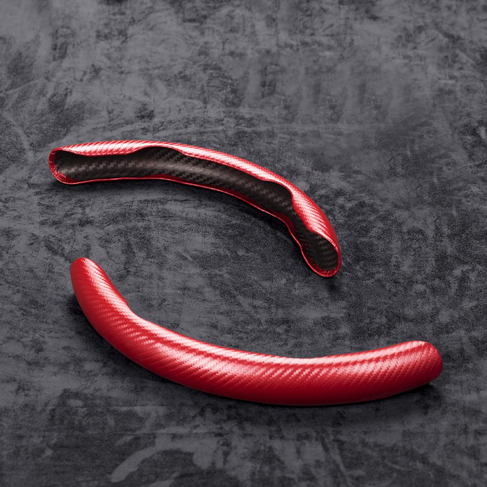 

Универсальный 1 пара Кожаный чехол на руль из углеродного волокна Нескользящий чехол-бустер для колеса из волокнистой кожи ПВХ красный