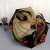 Golden Dragon with Flowers Circular Wall ArtDecorUmbrella, Portable 3-Fold Compact Umbrella for Men & Women Gift