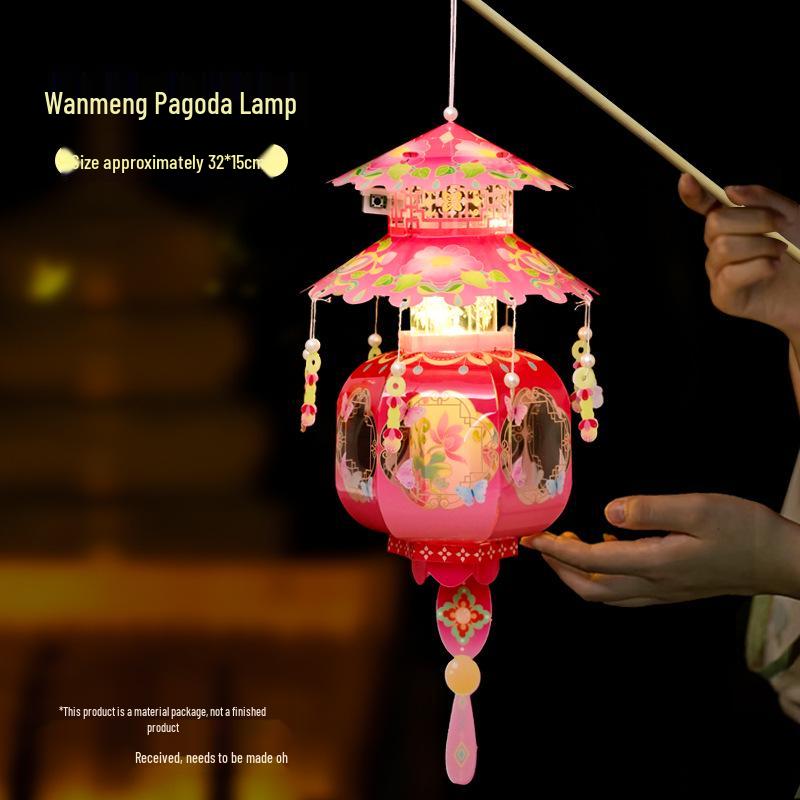 Mid-Autumn Festival Handmade Ancient Style Lanterns - DIY Flower & Palace Luminous Projection Lanterns for Children