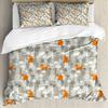 Cartoon Fox Duvet Set Cute Animal Print Bedding Three-Piece Set