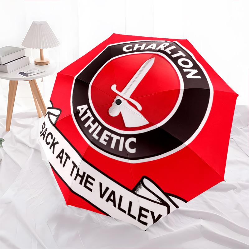 Charlton Athletic FC  pattern, automatic folding umbrella, portable and foldable design, 8 ribs, a Christmas or birthday gift.