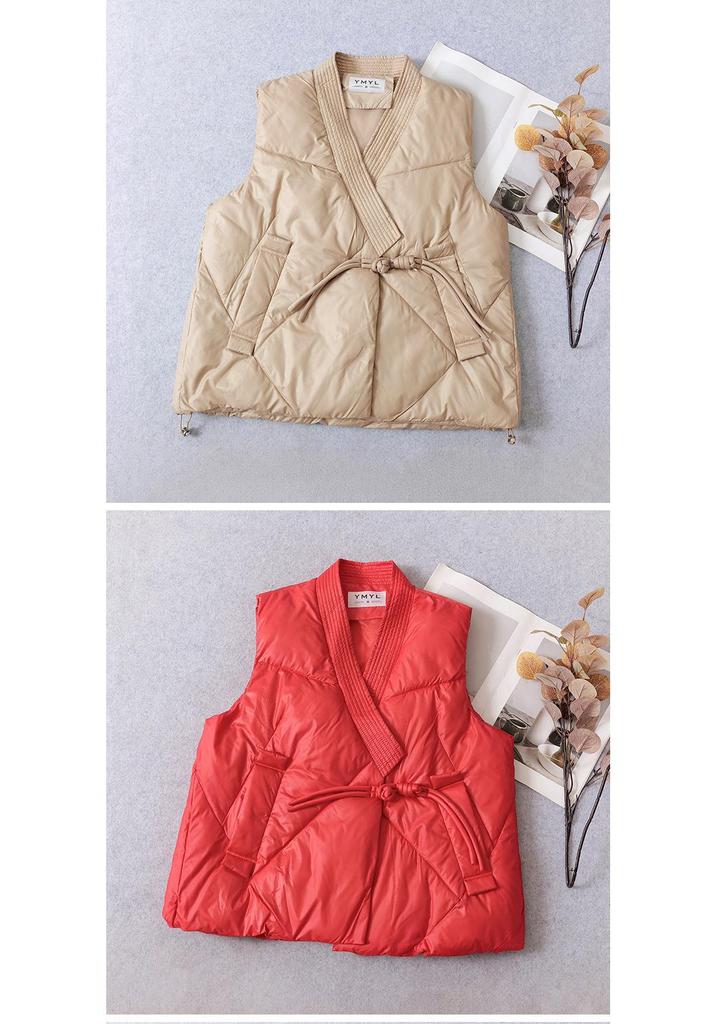 Women's Artistic Retro Frog Button Cotton Vest - Autumn/Winter 2026 Slimming, Stylish, Versatile, Loose Fit