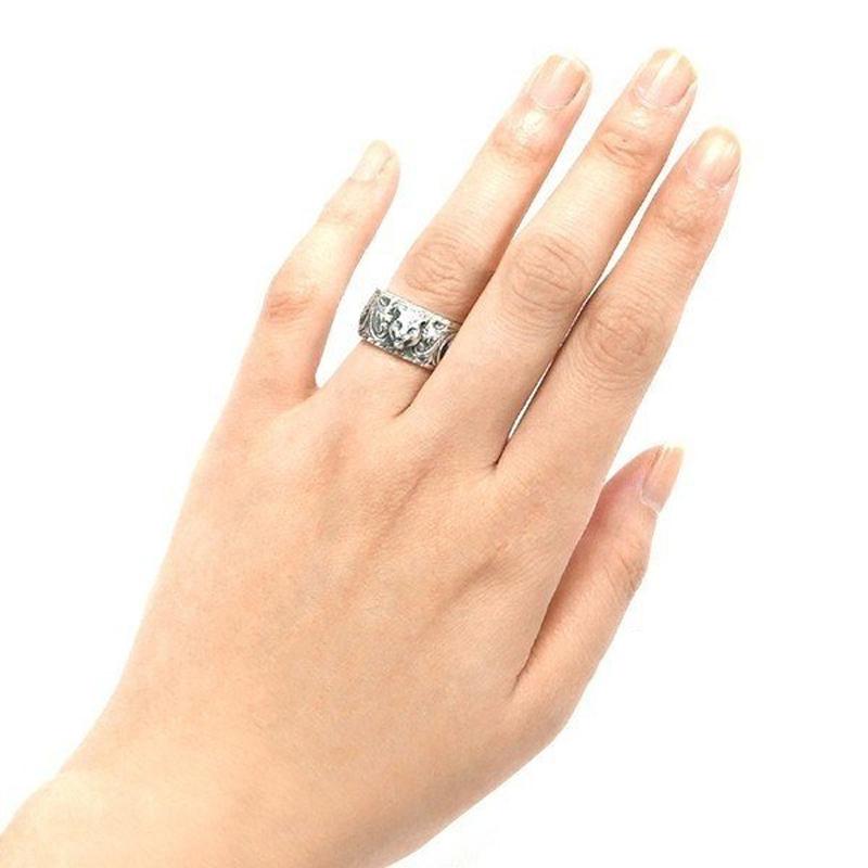 Gucci Ring Tiger Head Narrow Edge, Year of the Tiger, Silver Jewelry, Retro, Frosted Silver 8 Basic Packaging-dust Bag + Packaging Box (color Random)