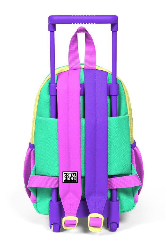 Rucsac cu roti Minik Yuva Galben Roz cu model câine drăguț, cu două compartimente 24052