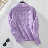 Autumn Winter Vintage Stand Collar Loose Knitwear Pullover Long Sleeve Solid Color Sweater Top
